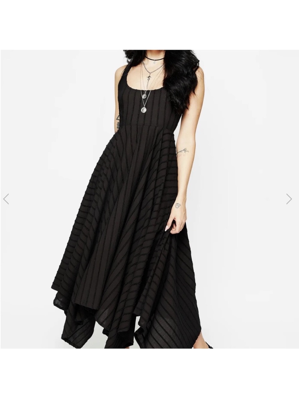Disturbia Black Asymmetrical Handkerchief Hem Dress